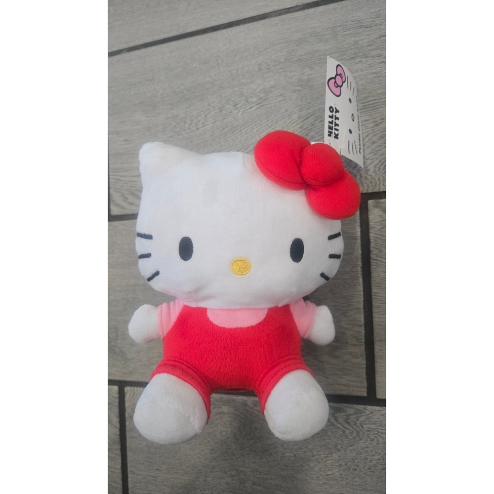 Hello Kitty Plush Coin Bank Silver Buffalo Sanrio Red Overalls KTY5247V NWT